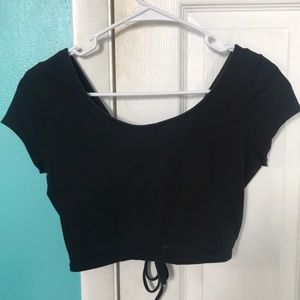 Black crop top with laced back
